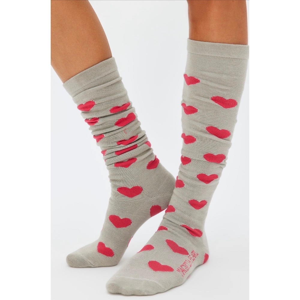 Magnolia Pearl Gray Hearts Over The Knee High Socks NWT ❤️♥️